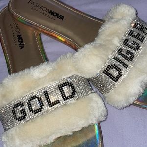 Fashion nova “gold digger” sandals